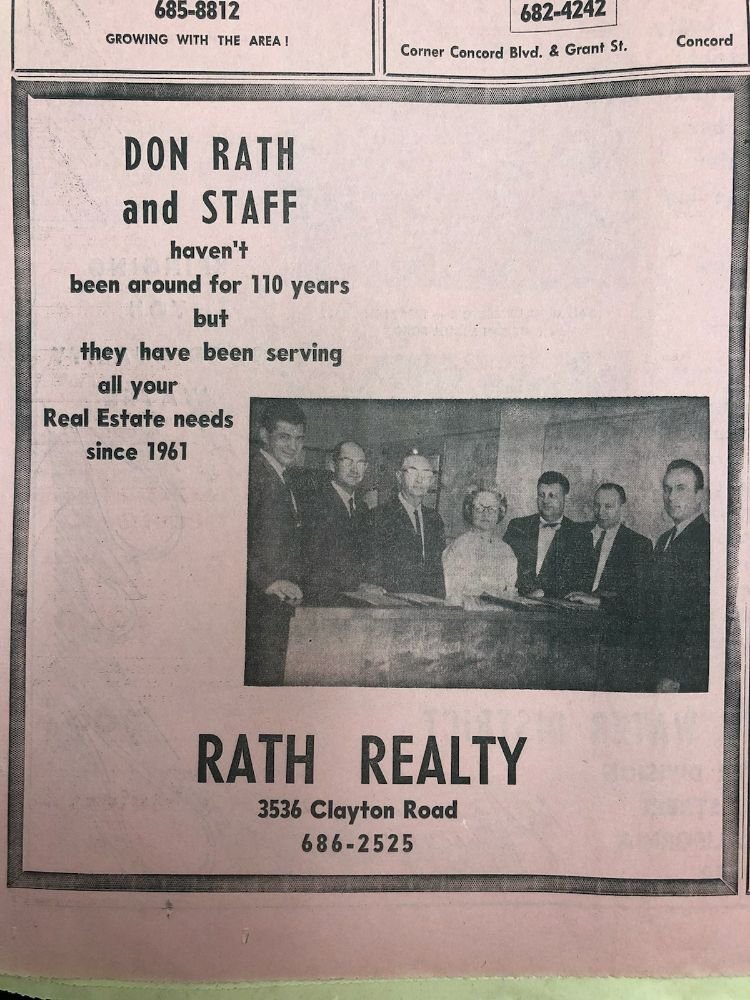 Newspaper ad: Don Rath and Staff serving all your Real Estate needs since 1961